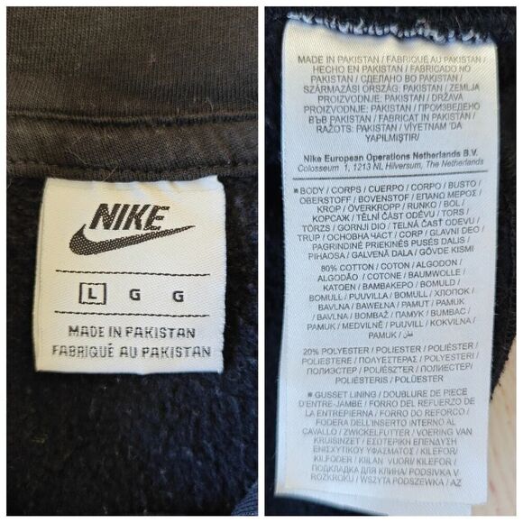 Nike swoosh logo black cotton blend sweatshirt hoodie sz L - Picture 6 of 6